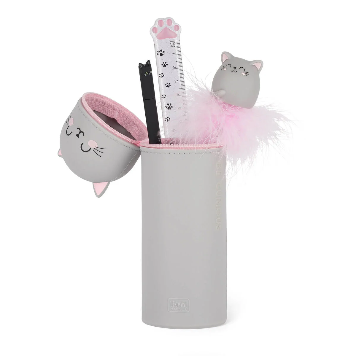 2-in-1 Silicone Pencil Case - Kitty - Image 3