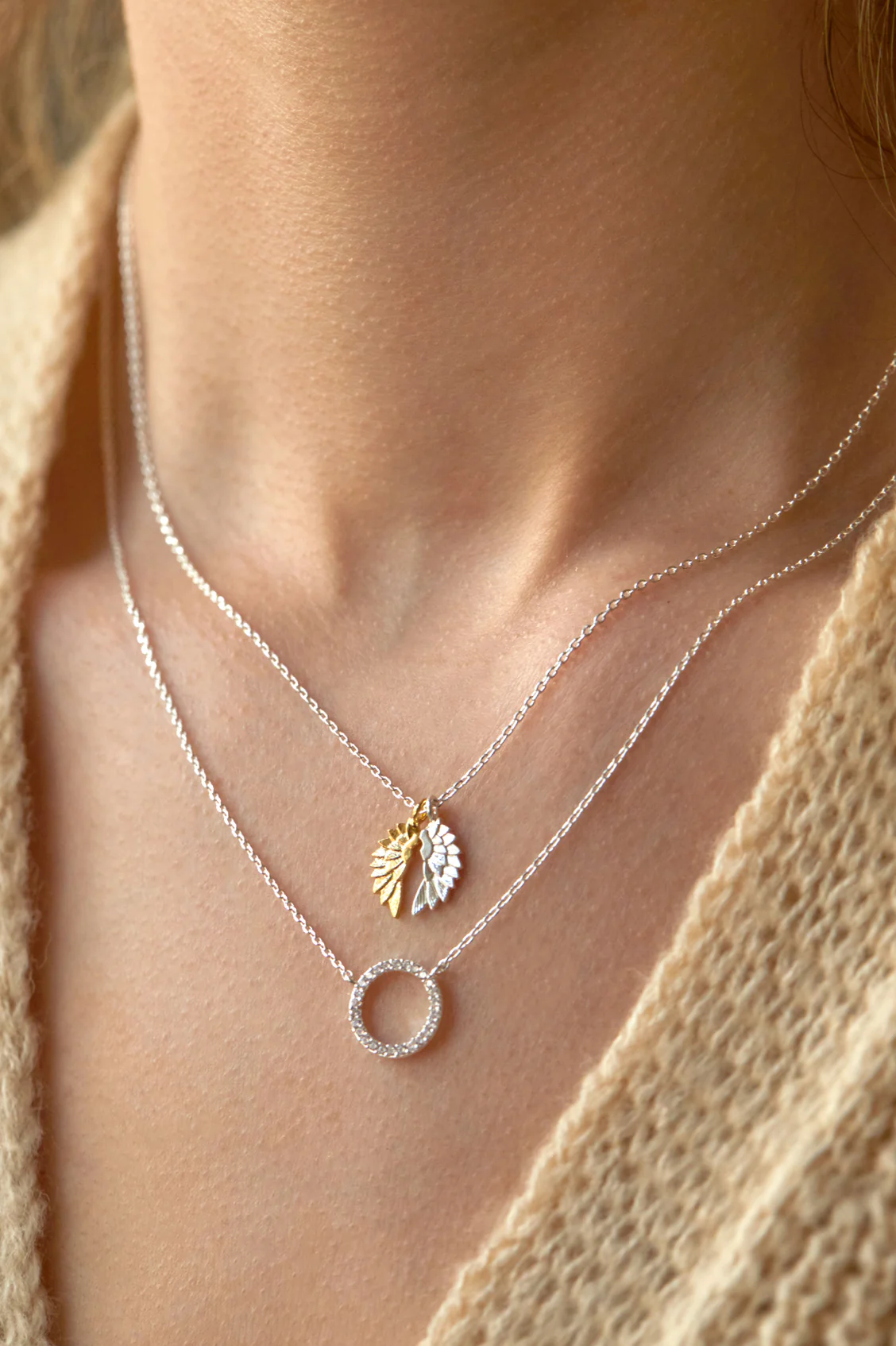 Silver Circle Cz Necklace - Image 2