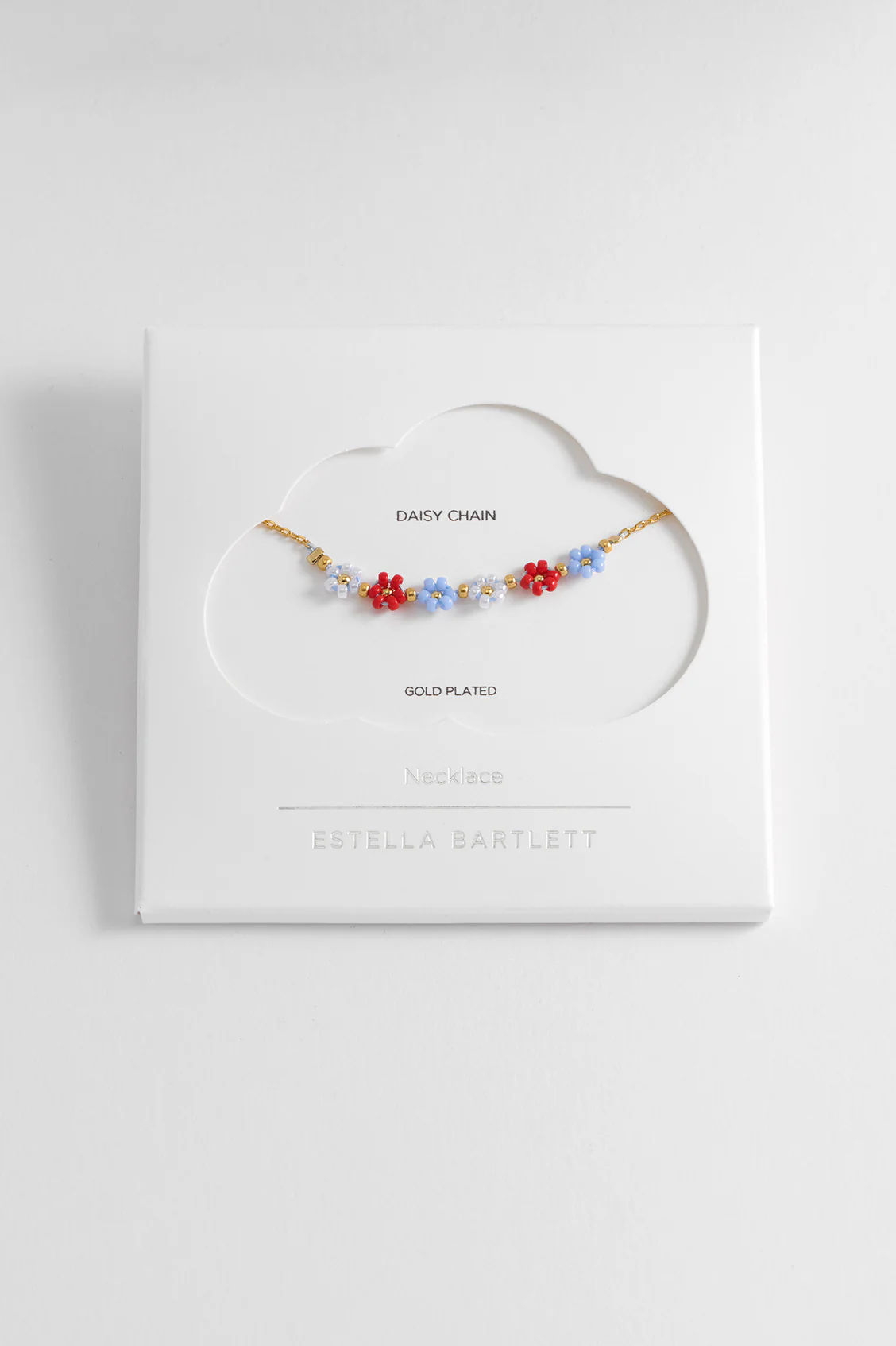 Red, Blue & White Daisy Chain Necklace