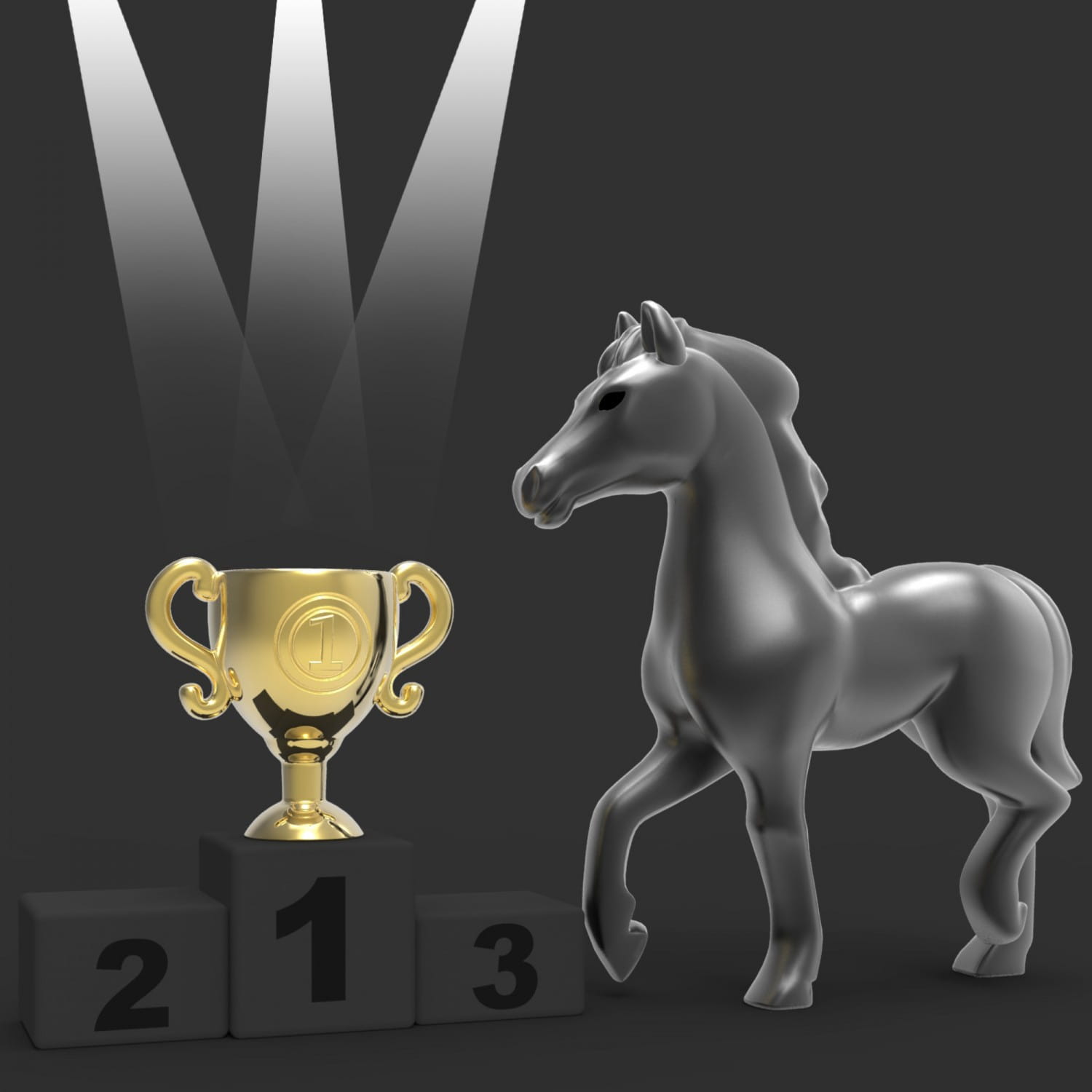 Black Horse & Trophy Keyring - Image 3