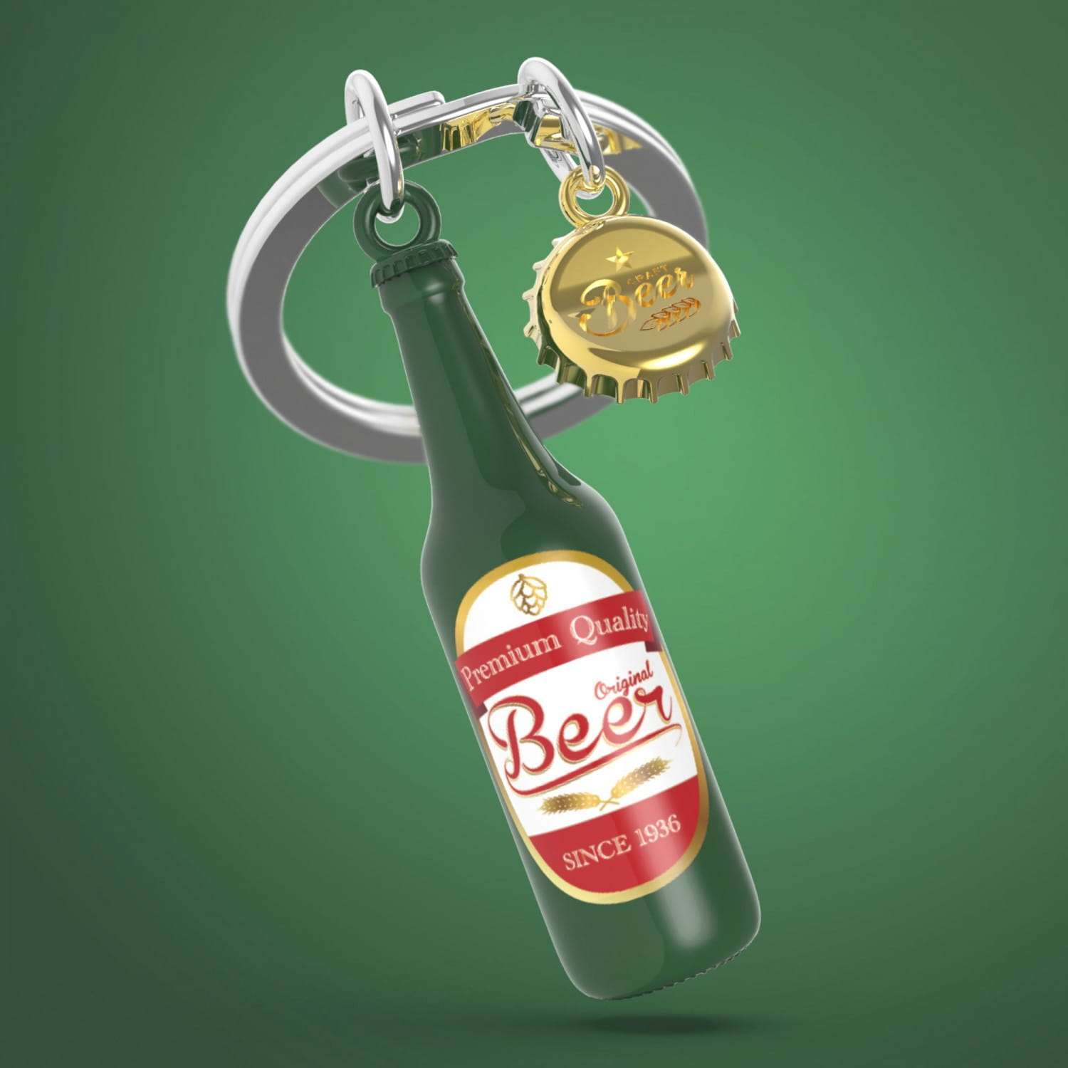 Green Beer Bottle Keyring - Image 4