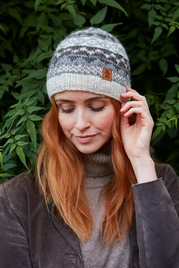 Classic Fairisle Beanie Natural - Image 5